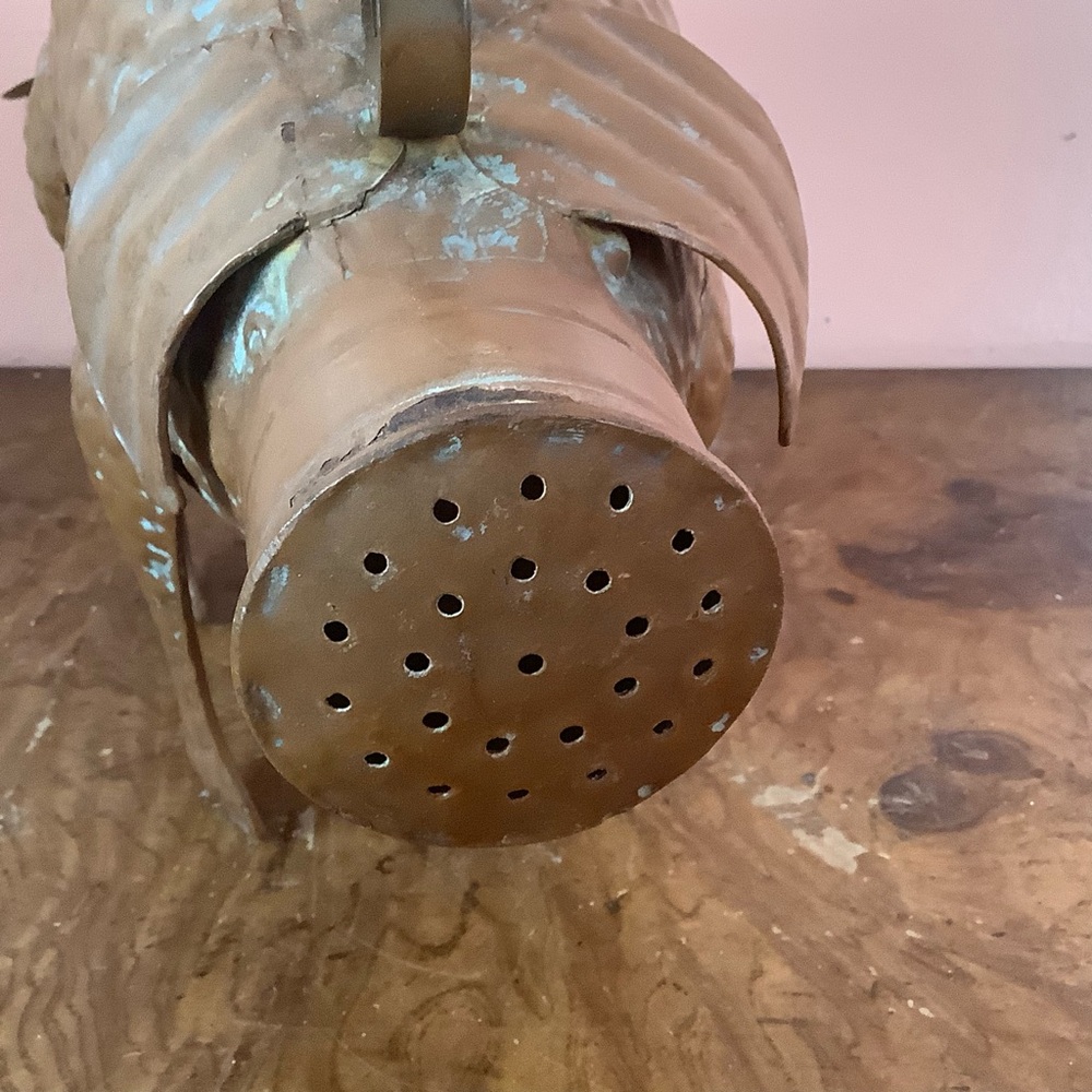 Brown Metal Pig Sculpture Watering Can - Decorative Home Art - Picture 7 of 13